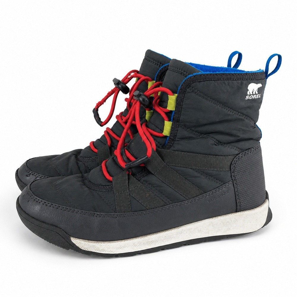 Sorel Whitney II Short‎ Lace Women 6 Black Red Waterproof Snow Boots Gorpcore